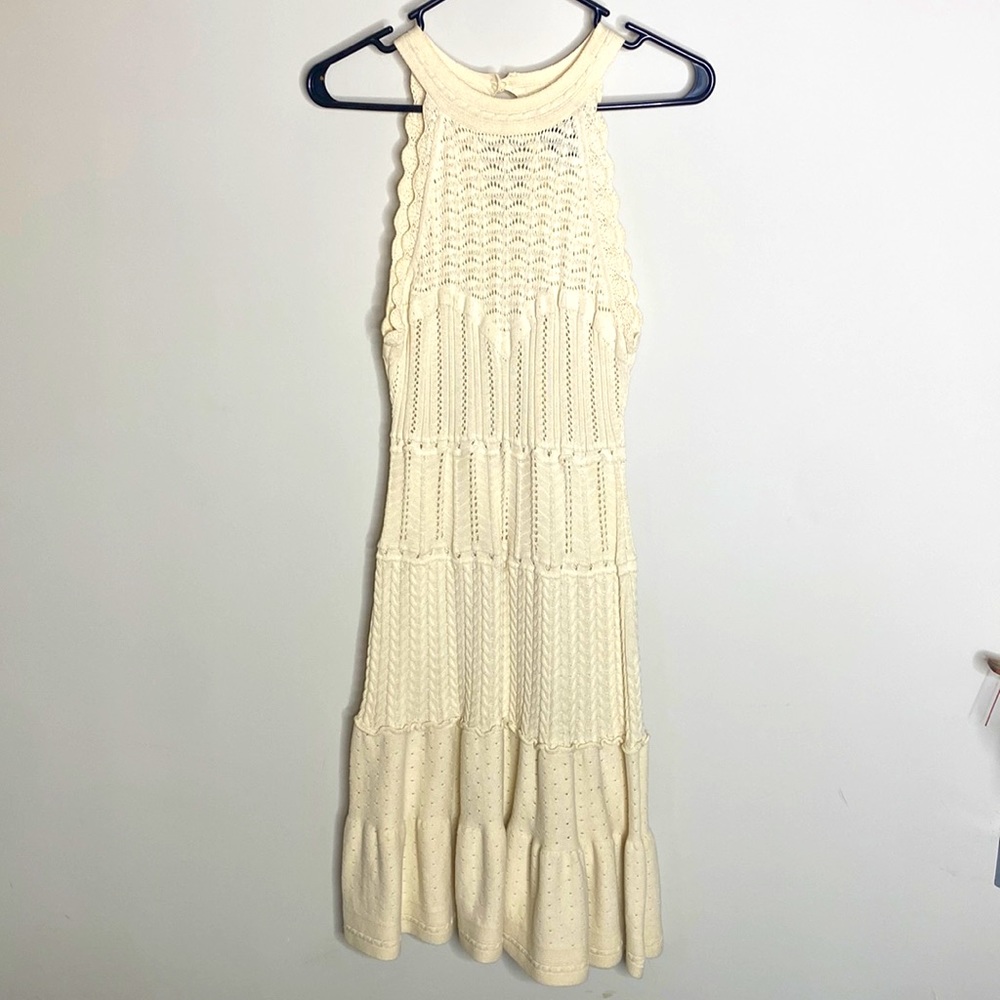 Boho hippie beige crochet dress